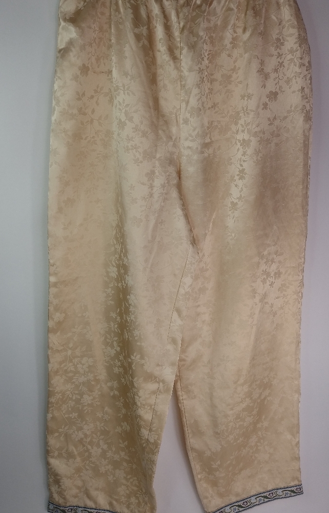Beautiful M Floral Etched Satin Gold Lounge Pajama Pants